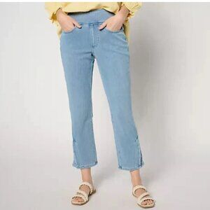 Belle Kim Gravel Flexibelle Anchor Button Cropped Jean-Light Wash-Reg 12-A636299